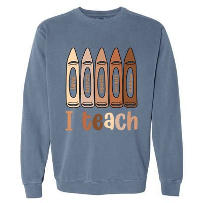 I Teach Black History Month Melanin Afro African Teacher Garment-Dyed Sweatshirt