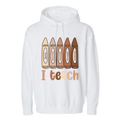 I Teach Black History Month Melanin Afro African Teacher Garment-Dyed Fleece Hoodie