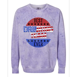 Ing Team Beer Pong Independence Day Patriotic Usa Flag Funny Gift Colorblast Crewneck Sweatshirt