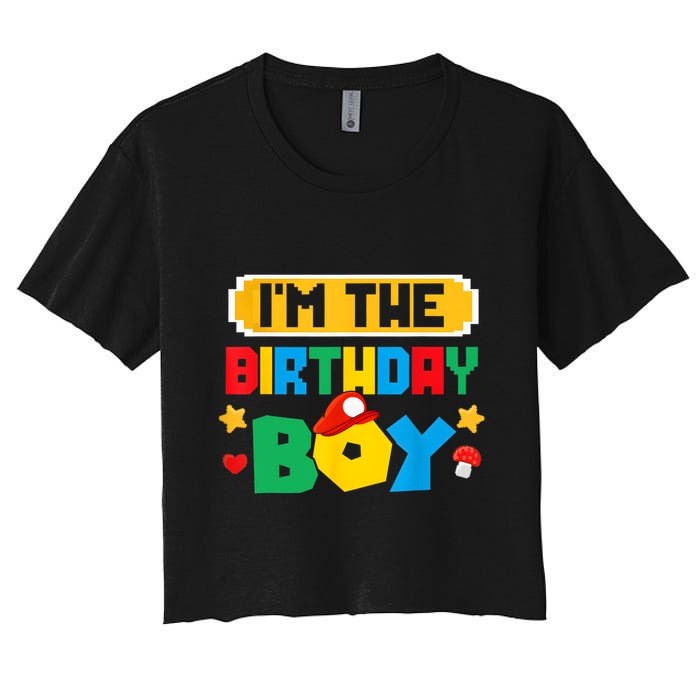Im The Birthday Boy Game Gaming Family Matching Women's Crop Top Tee