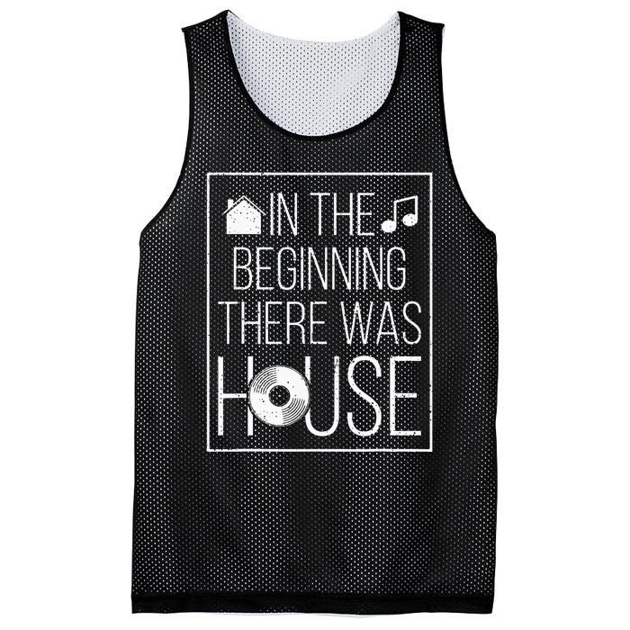 In The Beginning There Was House Music EDM Quote DJ Rave Mesh Reversible Basketball Jersey Tank