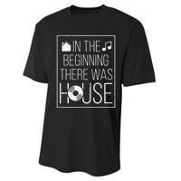 In The Beginning There Was House Music EDM Quote DJ Rave Performance Sprint T-Shirt