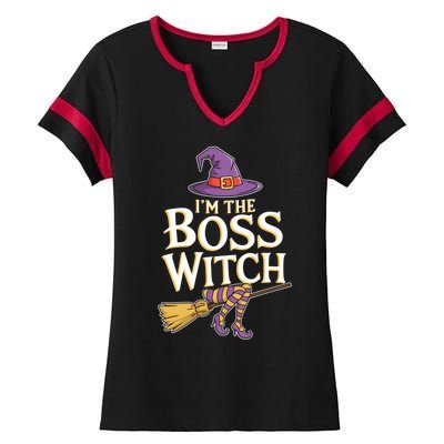 I’M The Boss Witch Funny Witch Costume Halloween Family Matching Costume Ladies Halftime Notch Neck Tee