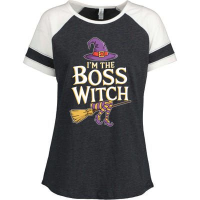 I’M The Boss Witch Funny Witch Costume Halloween Family Matching Costume Enza Ladies Jersey Colorblock Tee