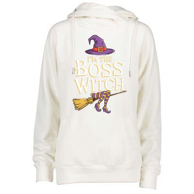 I’M The Boss Witch Funny Witch Costume Halloween Family Matching Costume Womens Funnel Neck Pullover Hood