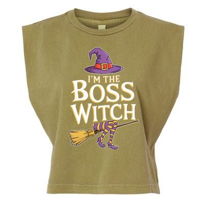 I’M The Boss Witch Funny Witch Costume Halloween Family Matching Costume Garment-Dyed Women's Muscle Tee