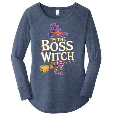 I’M The Boss Witch Funny Witch Costume Halloween Family Matching Costume Women's Perfect Tri Tunic Long Sleeve Shirt