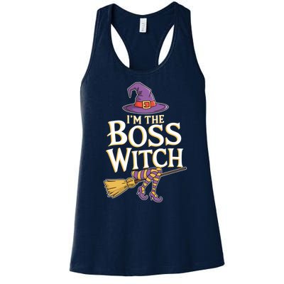 I’M The Boss Witch Funny Witch Costume Halloween Family Matching Costume Women's Racerback Tank