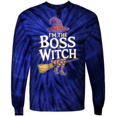 I’M The Boss Witch Funny Witch Costume Halloween Family Matching Costume Tie-Dye Long Sleeve Shirt