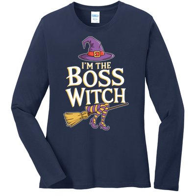 I’M The Boss Witch Funny Witch Costume Halloween Family Matching Costume Ladies Long Sleeve Shirt