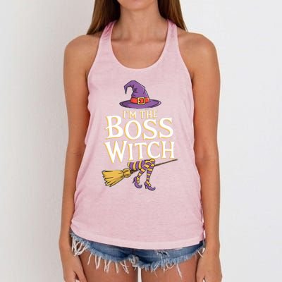 I’M The Boss Witch Funny Witch Costume Halloween Family Matching Costume Women's Knotted Racerback Tank