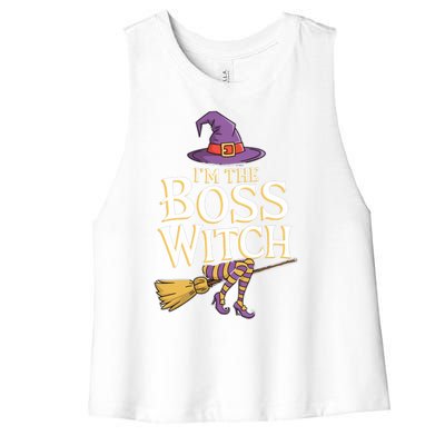 I’M The Boss Witch Funny Witch Costume Halloween Family Matching Costume Women's Racerback Cropped Tank