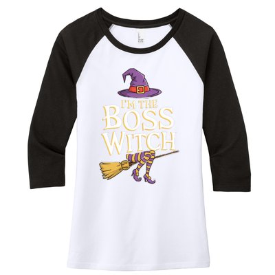 I’M The Boss Witch Funny Witch Costume Halloween Family Matching Costume Women's Tri-Blend 3/4-Sleeve Raglan Shirt