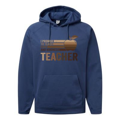 Inspirational Teacher Be Kind Tee African American Teacher Gift Performance Fleece Hoodie