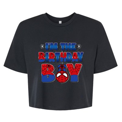 Im The Birthday Boy Spider Family Matching Bella+Canvas Jersey Crop Tee