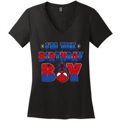 Im The Birthday Boy Spider Family Matching Women's V-Neck T-Shirt