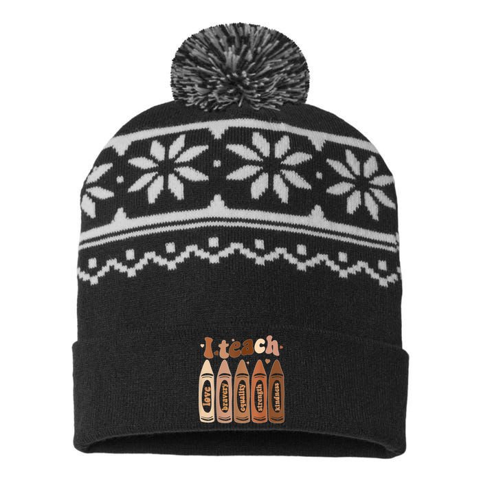 I Teach Black History Month Melanin Afro African Teacher USA-Made Snowflake Beanie