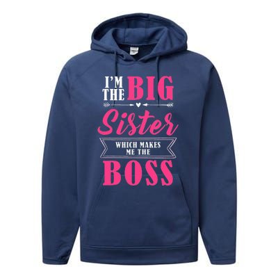 Im The Big Sister WhichMakes Me The Boss Performance Fleece Hoodie