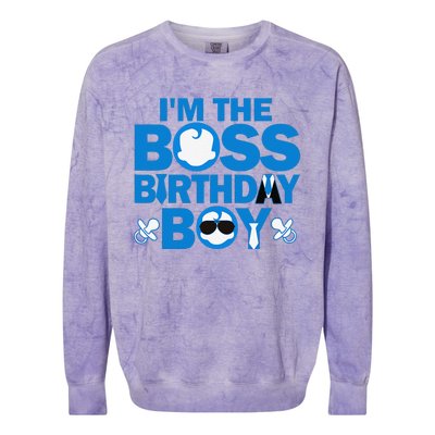 Im The Boss Birthday Baby Family Party Decorations Colorblast Crewneck Sweatshirt