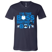 Im The Boss Birthday Baby Family Party Decorations V-Neck T-Shirt