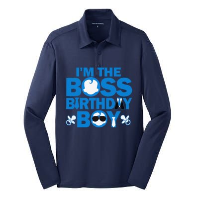 Im The Boss Birthday Baby Family Party Decorations Silk Touch Performance Long Sleeve Polo