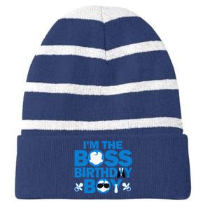 Im The Boss Birthday Baby Family Party Decorations Striped Beanie with Solid Band