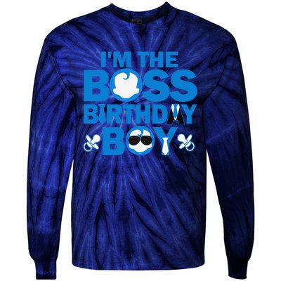 Im The Boss Birthday Baby Family Party Decorations Tie-Dye Long Sleeve Shirt