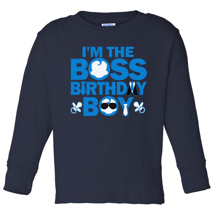 Im The Boss Birthday Baby Family Party Decorations Toddler Long Sleeve Shirt