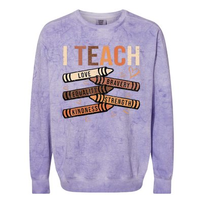 I Teach Black History Month Melanin Afro African Teacher Colorblast Crewneck Sweatshirt