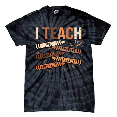 I Teach Black History Month Melanin Afro African Teacher Tie-Dye T-Shirt