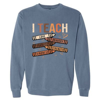 I Teach Black History Month Melanin Afro African Teacher Garment-Dyed Sweatshirt