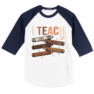 I Teach Black History Month Melanin Afro African Teacher Baseball Sleeve Shirt