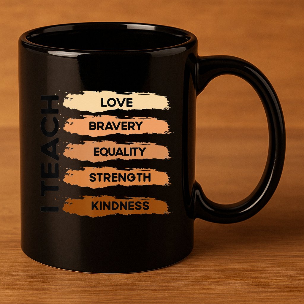 I Teach Black History Month Melanin Afro African Teacher 11oz C Handle Ceramic Mug