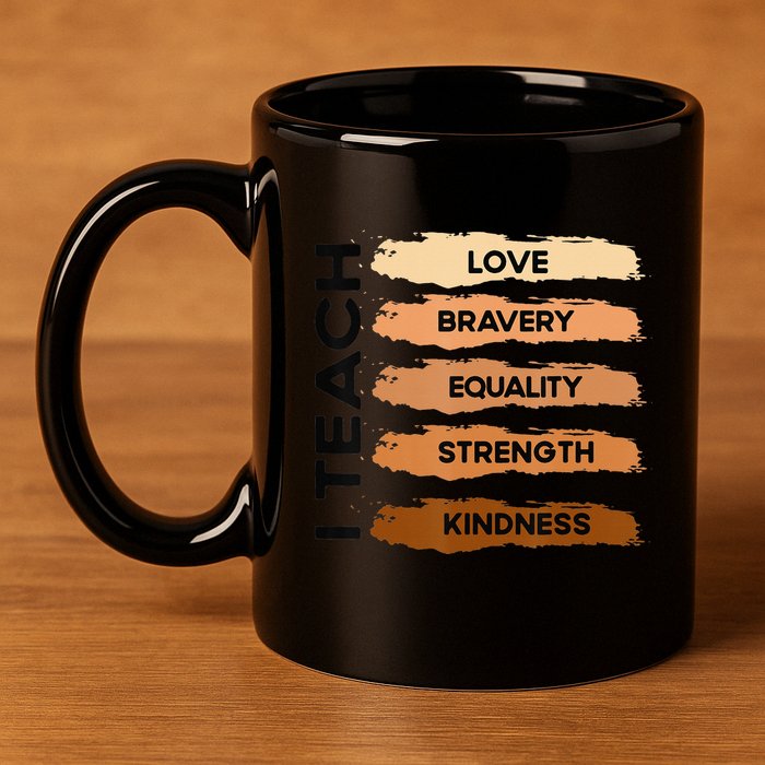 I Teach Black History Month Melanin Afro African Teacher 11oz C Handle Ceramic Mug