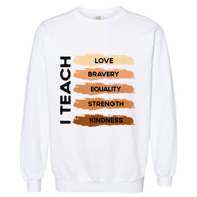 I Teach Black History Month Melanin Afro African Teacher Garment-Dyed Sweatshirt