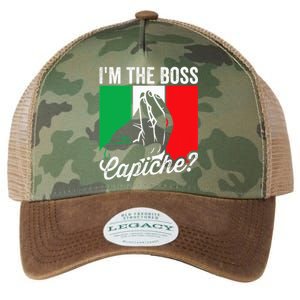 IM The Boss Capiche Funny Italian Nonno Nonna Saying Legacy Tie Dye Trucker Hat