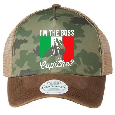 IM The Boss Capiche Funny Italian Nonno Nonna Saying Legacy Tie Dye Trucker Hat