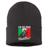 IM The Boss Capiche Funny Italian Nonno Nonna Saying Sustainable Knit Beanie