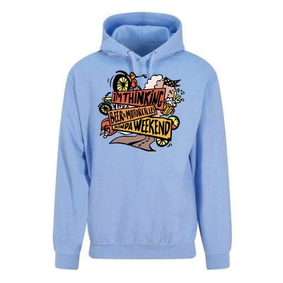 I'm Thinking Beer And Motorcycle Kinda Weekend Unisex Surf Hoodie