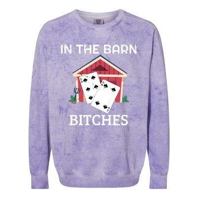 In The Barn Euchre Score Card Game Design Colorblast Crewneck Sweatshirt