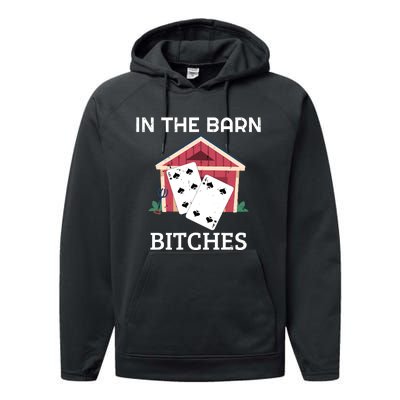 In The Barn Euchre Score Card Game Design Performance Fleece Hoodie