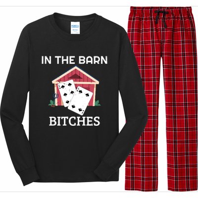 In The Barn Euchre Score Card Game Design Long Sleeve Pajama Set