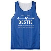 I'm The Bestie Warning Bestie Will Be Drunk Or Lost Friend Cool Gift Mesh Reversible Basketball Jersey Tank