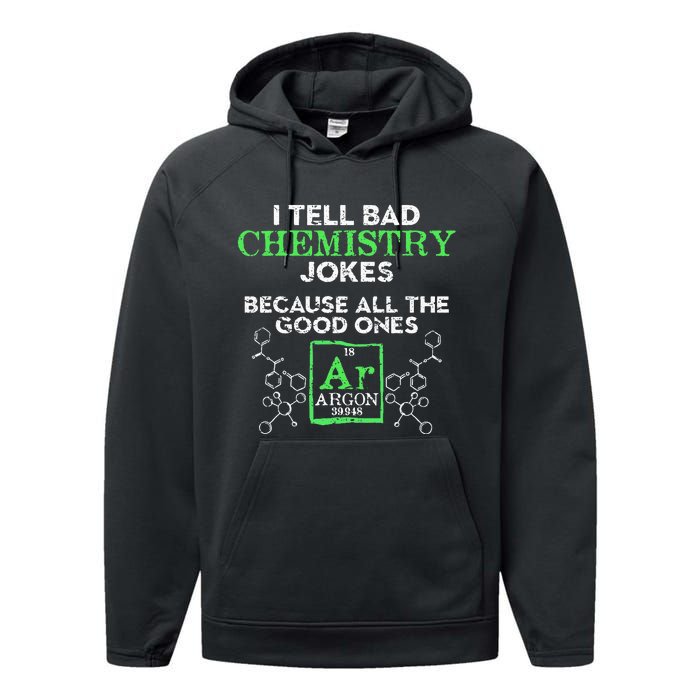 I Tell Bad Jokes Argon Funny Chemistry Joke Performance Fleece Hoodie