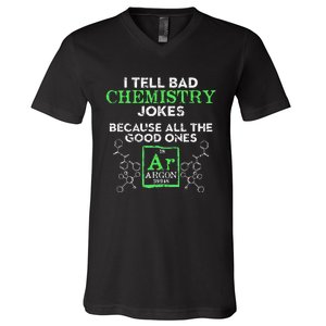 I Tell Bad Jokes Argon Funny Chemistry Joke V-Neck T-Shirt