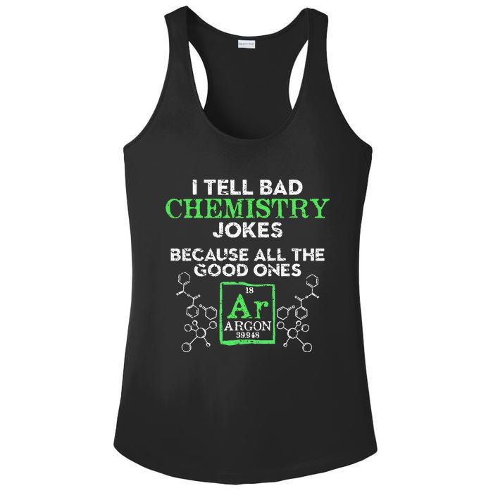 I Tell Bad Jokes Argon Funny Chemistry Joke Ladies PosiCharge Competitor Racerback Tank