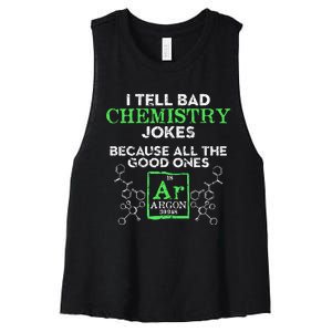 I Tell Bad Jokes Argon Funny Chemistry Joke Women's Racerback Cropped Tank