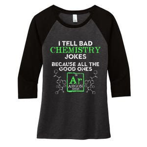 I Tell Bad Jokes Argon Funny Chemistry Joke Women's Tri-Blend 3/4-Sleeve Raglan Shirt