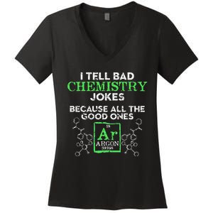 I Tell Bad Jokes Argon Funny Chemistry Joke Women's V-Neck T-Shirt