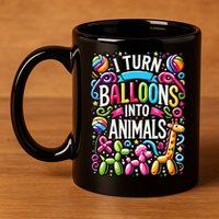 I Turn Balloons Into Animals Birthday Party Balloon Artist 11oz C Handle Ceramic Mug